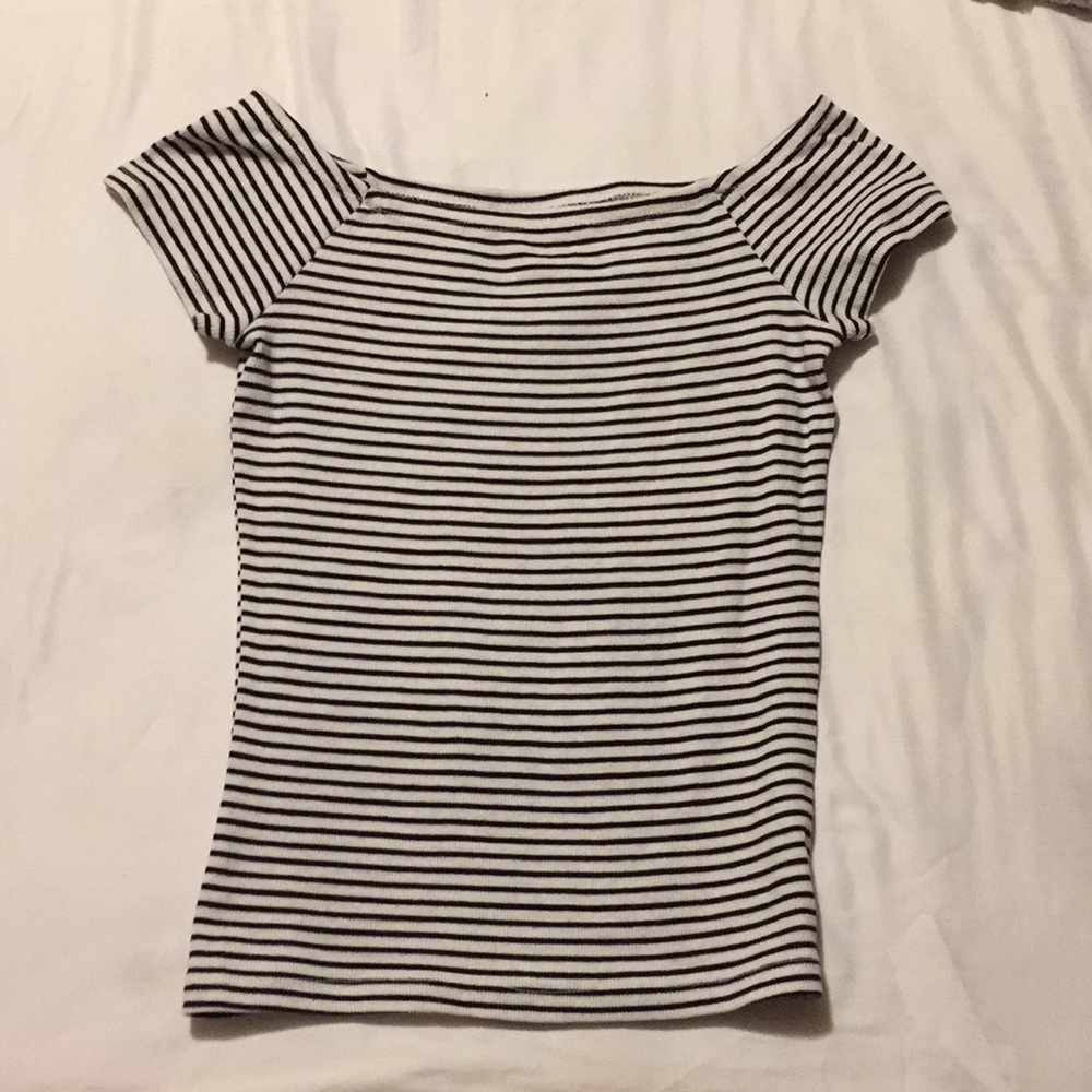 Black and white striped crop top